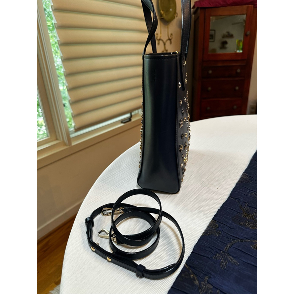 Jimmy Choo Navy Blue Leather Tote Bag Small Navy Blue with Crossbody Strap - Picture 6 of 12